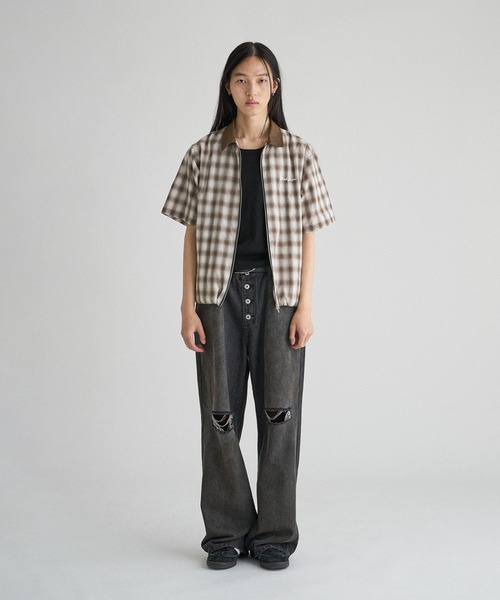 WISH FOR EVER（ウィッシュフォーエバー）の「DRAW CODE DOUBLE ZIP UP SHIRT/ドローコードダブルジップアップシャツ（シャツ/ブラウス・メンズ・カーキ/ブルー/ブラウン・MEDIUM/LARGE）」の9枚目の写真