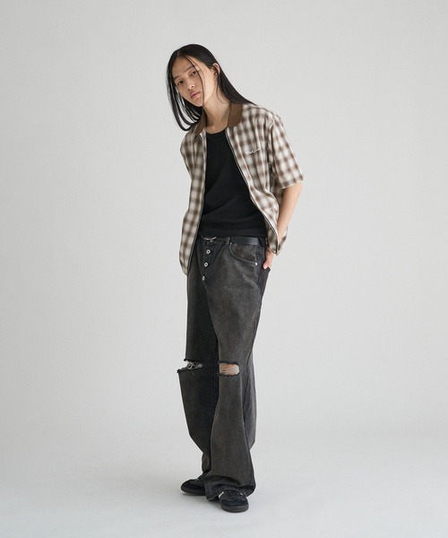 WISH FOR EVER（ウィッシュフォーエバー）の「DRAW CODE DOUBLE ZIP UP SHIRT/ドローコードダブルジップアップシャツ（シャツ/ブラウス・メンズ・カーキ/ブルー/ブラウン・MEDIUM/LARGE）」の13枚目の写真