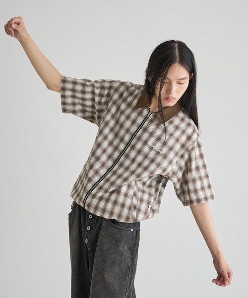 WISH FOR EVER（ウィッシュフォーエバー）の「DRAW CODE DOUBLE ZIP UP SHIRT/ドローコードダブルジップアップシャツ（シャツ/ブラウス・メンズ・カーキ/ブルー/ブラウン・MEDIUM/LARGE）」の10枚目の写真