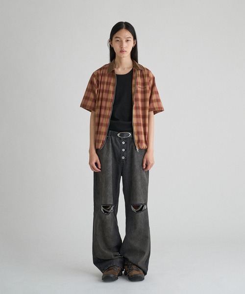 WISH FOR EVER（ウィッシュフォーエバー）の「DRAW CODE DOUBLE ZIP UP SHIRT/ドローコードダブルジップアップシャツ（シャツ/ブラウス・メンズ・カーキ/ブルー/ブラウン・MEDIUM/LARGE）」の8枚目の写真