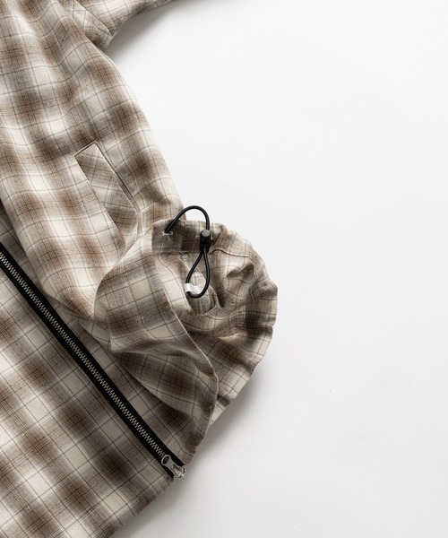 WISH FOR EVER（ウィッシュフォーエバー）の「DRAW CODE DOUBLE ZIP UP SHIRT/ドローコードダブルジップアップシャツ（シャツ/ブラウス・メンズ・カーキ/ブルー/ブラウン・MEDIUM/LARGE）」の6枚目の写真