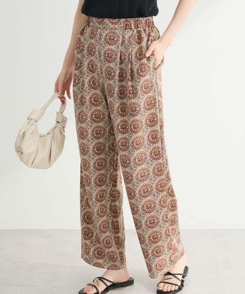 Green　Parks（グリーンパークス）の「イージー柄パンツⅡ（その他パンツ・レディース・ブラウン/チャコールグレー/マルチ/ブルー・FREE）」の3枚目の写真