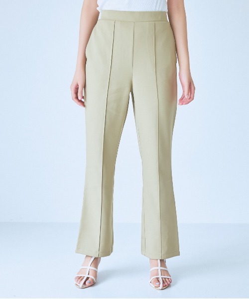 mysty woman（ミスティウーマン）の「美脚リラックスピンタックパンツ  136187（スラックス・レディース・ブラウン/グリーン系その他/ホワイト系その他・FREE）」の3枚目の写真