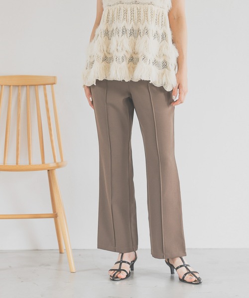 mysty woman（ミスティウーマン）の「美脚リラックスピンタックパンツ  136187（スラックス・レディース・ブラウン/グリーン系その他/ホワイト系その他・FREE）」の2枚目の写真