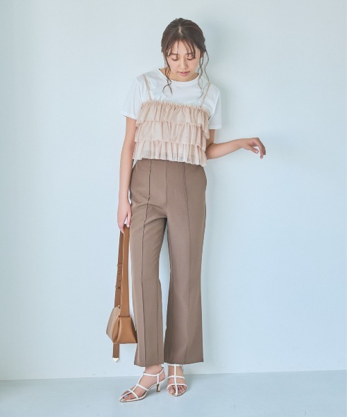 mysty woman（ミスティウーマン）の「美脚リラックスピンタックパンツ  136187（スラックス・レディース・ブラウン/グリーン系その他/ホワイト系その他・FREE）」の17枚目の写真