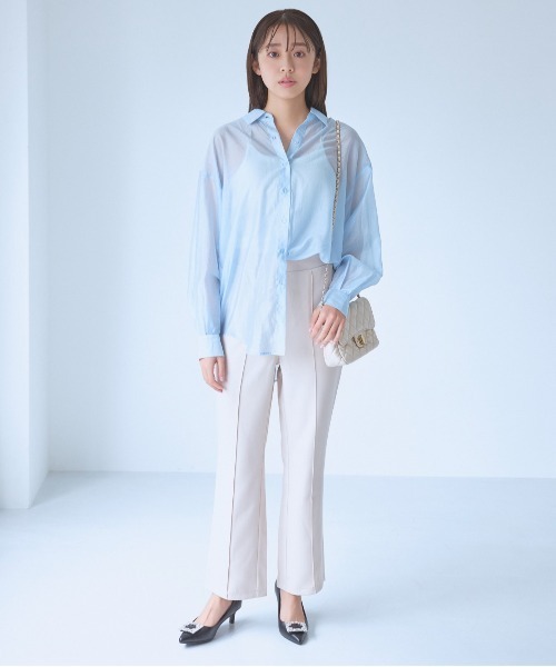 mysty woman（ミスティウーマン）の「美脚リラックスピンタックパンツ  136187（スラックス・レディース・ブラウン/グリーン系その他/ホワイト系その他・FREE）」の16枚目の写真