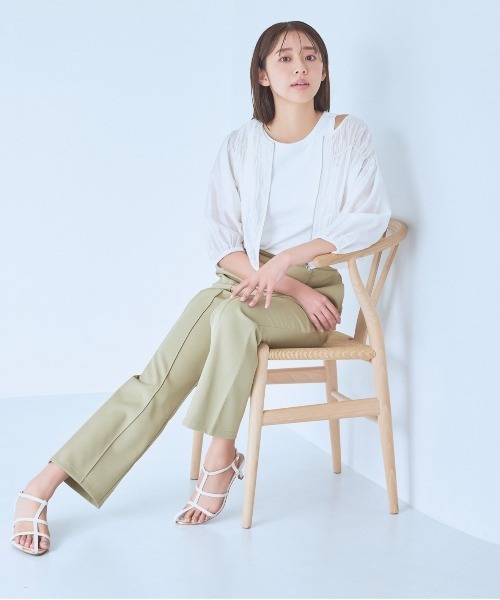 mysty woman（ミスティウーマン）の「美脚リラックスピンタックパンツ  136187（スラックス・レディース・ブラウン/グリーン系その他/ホワイト系その他・FREE）」の14枚目の写真