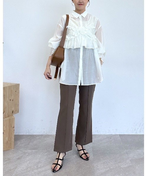 mysty woman（ミスティウーマン）の「美脚リラックスピンタックパンツ  136187（スラックス・レディース・ブラウン/グリーン系その他/ホワイト系その他・FREE）」の19枚目の写真