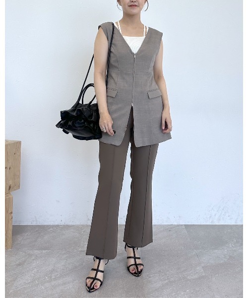 mysty woman（ミスティウーマン）の「美脚リラックスピンタックパンツ  136187（スラックス・レディース・ブラウン/グリーン系その他/ホワイト系その他・FREE）」の20枚目の写真