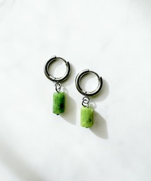 ナチュラルストーンフープピアス
