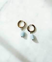 ナチュラルストーンフープピアス