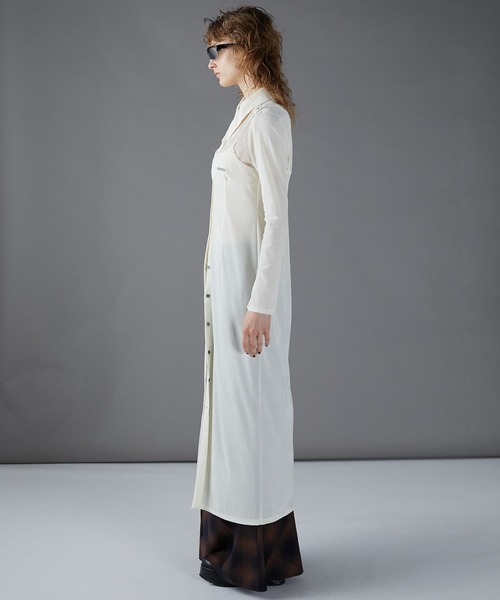 PRANK PROJECT(プランクプロジェクト)の「ベロアコンビシャツワンピース / Velour Combi Shirt Dress(シャツワンピース・レディース・ホワイト/ブラック/グレー・FREE)」の6枚目の写真