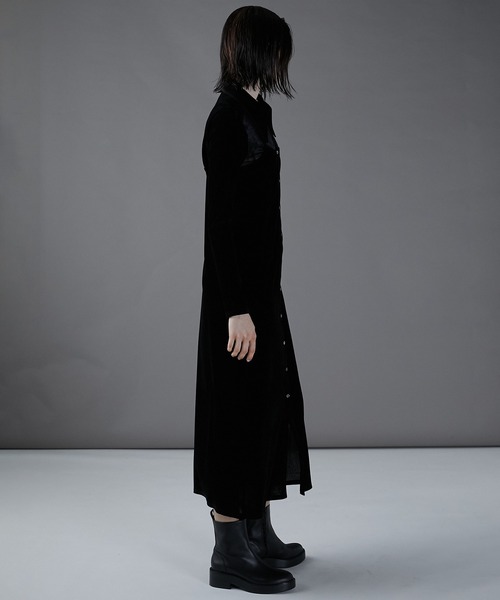 PRANK PROJECT(プランクプロジェクト)の「ベロアコンビシャツワンピース / Velour Combi Shirt Dress(シャツワンピース・レディース・ホワイト/ブラック/グレー・FREE)」の10枚目の写真