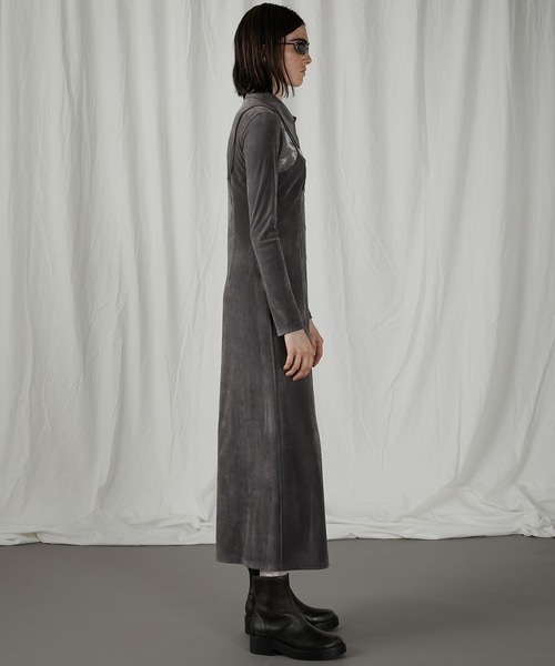 PRANK PROJECT(プランクプロジェクト)の「ベロアコンビシャツワンピース / Velour Combi Shirt Dress(シャツワンピース・レディース・ホワイト/ブラック/グレー・FREE)」の13枚目の写真