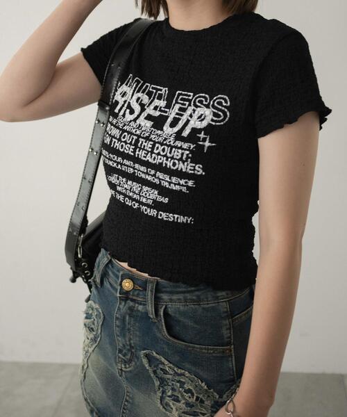 dispark(ディスパーク)の「DISPARK/クリンクルロゴT(Tシャツ/カットソー・レディース・ブラック/ベージュ・FREE)」の6枚目の写真