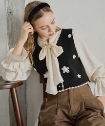 idem | tulle flower knit vest / チュールフラワー付きニットベスト(ベスト)
