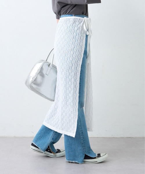 CIAOPANIC TYPY（チャオパニックティピー）の「ジャガード風フラワーレース巻きスカート（スカート・レディース・ブラック/オフホワイト/サックスブルー/ブラック系その他・ONE SIZE）」の21枚目の写真