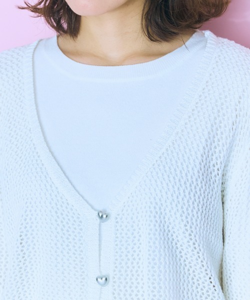 marun(マルン)の「<大きいサイズ> ハートボタンカーディガン marun(カーディガン/ボレロ・レディース・アイボリー/ブラック・3L~4L/5L~6L/L~LL)」の12枚目の写真