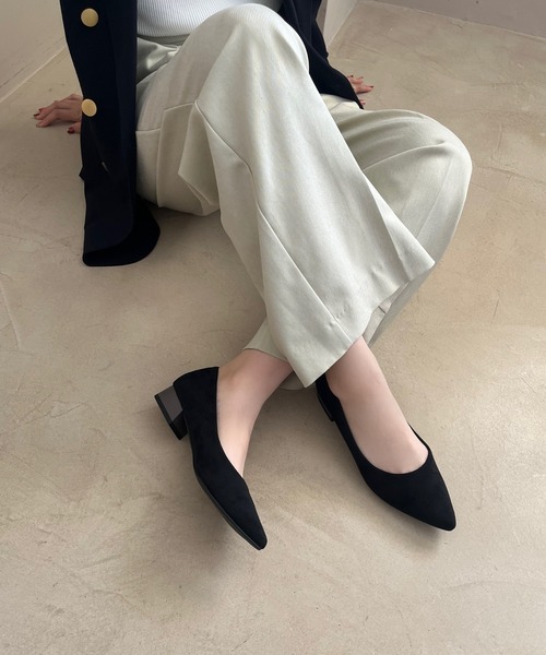 現行　オッフェン♡ポインテッドトゥ　スカラップ　フラットパンプス　37　ベージュ ストラップフラットパンプス【ESPERANZA＿blanca】（パンプス