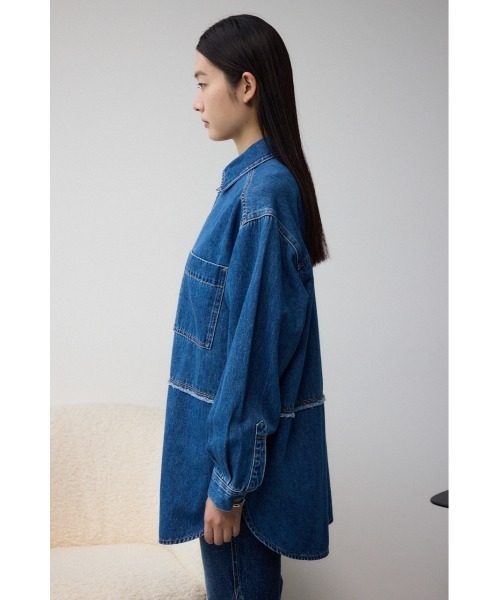 AZUL by moussy（アズールバイマウジー）の「デニムビッグシャツ（シャツ/ブラウス・レディース・ダークブルー/ライトブルー・FREE）」の10枚目の写真