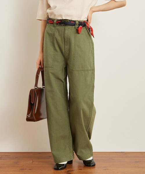 My Fav. CHILD WOMAN（マイファブチャイルドウーマン）の「綿ツイル 製品硫化染めファティーグパンツ（その他パンツ・レディース・カーキ・38/36）」の8枚目の写真