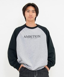 GLAZOS | USAコットン・スウェTフロント刺繍ラグランビッグ長袖Tシャツ(Tシャツ/カットソー)