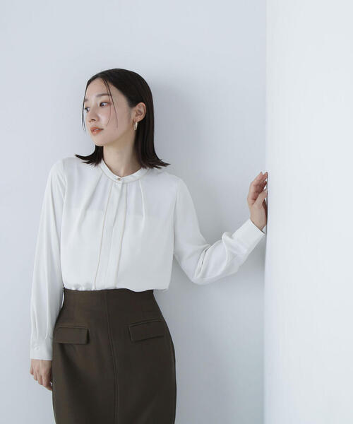 【セール】◇バイカラーラインタックブラウス（シャツ/ブラウス）｜NATURAL BEAUTY BASIC（ナチュラルビューティーベーシック）