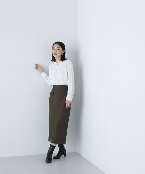 【セール】◇バイカラーラインタックブラウス（シャツ/ブラウス）｜NATURAL BEAUTY BASIC（ナチュラルビューティーベーシック）