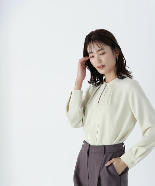 【セール】◇バイカラーラインタックブラウス（シャツ/ブラウス）｜NATURAL BEAUTY BASIC（ナチュラルビューティーベーシック）