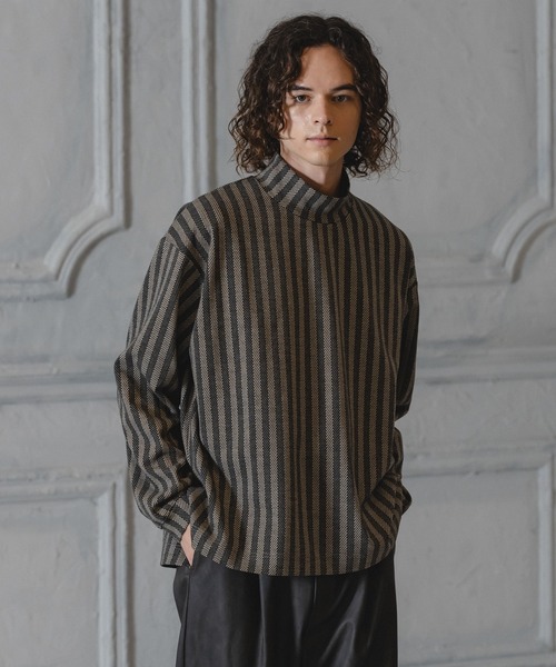 CASPER JOHN（キャスパージョン）の「Jacquard mock neck sweat/ジャガードモックネックスウェット（スウェット・メンズ・ベージュ/ホワイト/ブラウン/チャコールグレー/ブラック・X-SMALL/SMALL/MEDIUM/LARGE）」の4枚目の写真