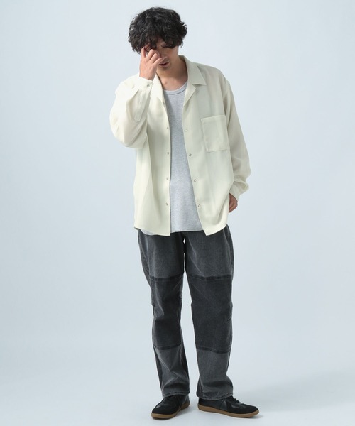 BAYFLOW(ベイフロー)の「UMWメッシュ長袖シャツ【軽量・速乾】(シャツ/ブラウス・メンズ・チャコール/オフホワイト・LARGE/MEDIUM)」の3枚目の写真