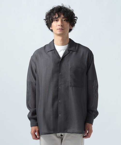 BAYFLOW(ベイフロー)の「UMWメッシュ長袖シャツ【軽量・速乾】(シャツ/ブラウス・メンズ・チャコール/オフホワイト・LARGE/MEDIUM)」の5枚目の写真
