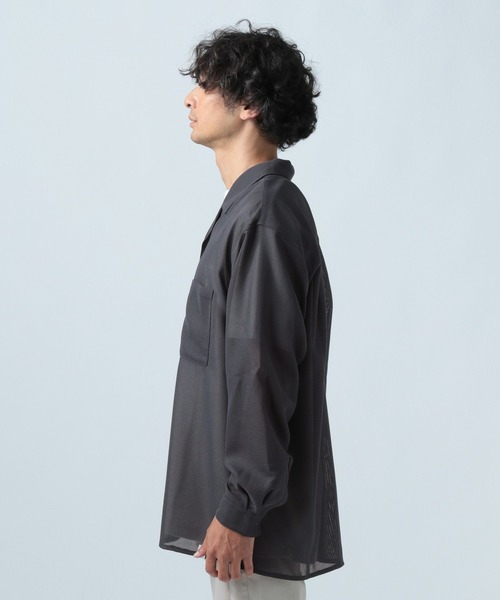 BAYFLOW(ベイフロー)の「UMWメッシュ長袖シャツ【軽量・速乾】(シャツ/ブラウス・メンズ・チャコール/オフホワイト・LARGE/MEDIUM)」の6枚目の写真
