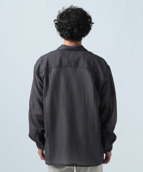 BAYFLOW(ベイフロー)の「UMWメッシュ長袖シャツ【軽量・速乾】(シャツ/ブラウス・メンズ・チャコール/オフホワイト・LARGE/MEDIUM)」の7枚目の写真