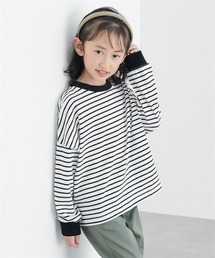 ビッグシルエット ボーダー長袖Tシャツ <綿100%>