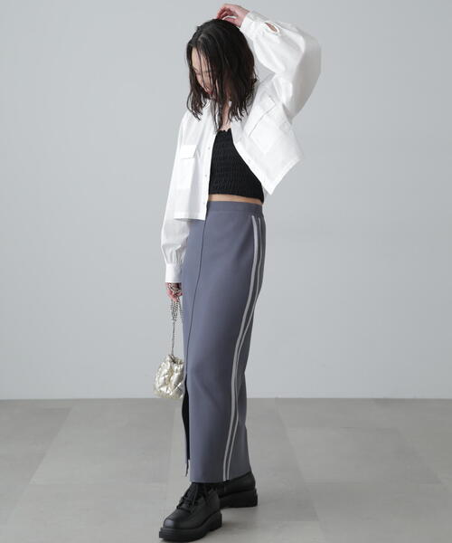 FREE'S MART（フリーズマート）の「◆サイドラインスリットナロースカート（スカート・レディース・グレー/ネイビー・SMALL/MEDIUM）」の7枚目の写真