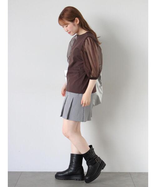 ehka sopo(エヘカソポ)の「千鳥格子タックミニスカート(スカート・レディース・ベージュ/ブラウン/ブラック・F)」の7枚目の写真
