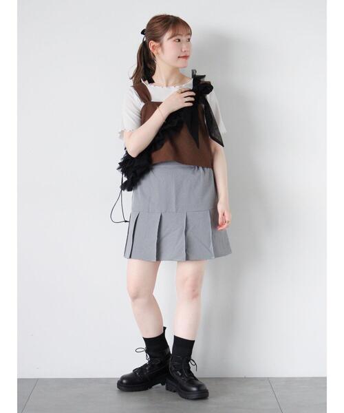 ehka sopo(エヘカソポ)の「千鳥格子タックミニスカート(スカート・レディース・ベージュ/ブラウン/ブラック・F)」の15枚目の写真