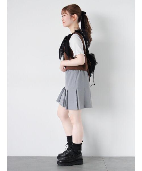 ehka sopo(エヘカソポ)の「千鳥格子タックミニスカート(スカート・レディース・ベージュ/ブラウン/ブラック・F)」の17枚目の写真