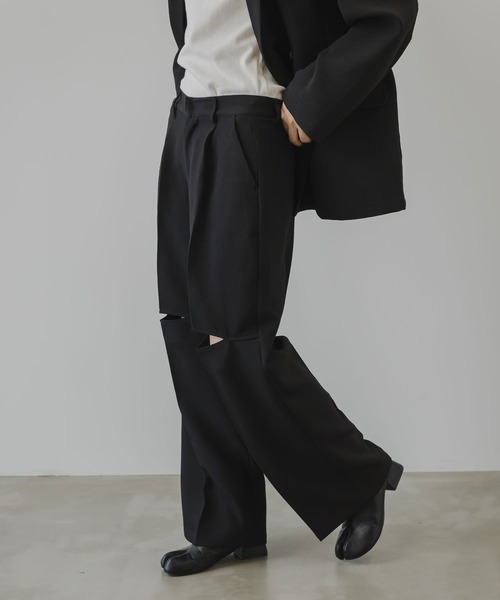 rectangle（レクタングル）の「膝スリットスラックスパンツ（スラックス・レディース・ブラック/ベージュ/グレー・FREE）」の6枚目の写真