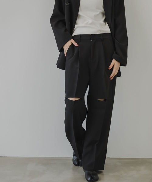 rectangle（レクタングル）の「膝スリットスラックスパンツ（スラックス・レディース・ブラック/ベージュ/グレー・FREE）」の7枚目の写真