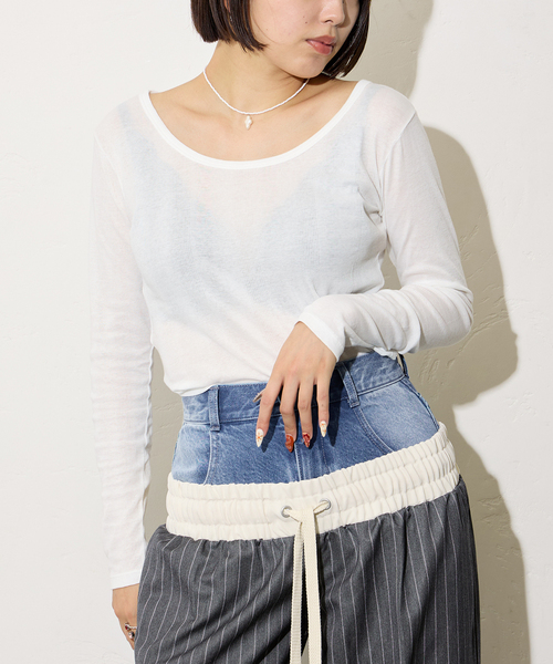 Oriens JOURNAL STANDARD（オリエンス ジャーナルスタンダード）の「《別注》【MILLER/ミラー】Light Prib 2way PO：カットソー（Tシャツ/カットソー・レディース・バーガンディー/ホワイト/ブラック・FREE）」の18枚目の写真
