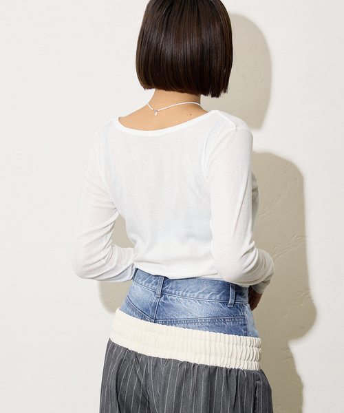 Oriens JOURNAL STANDARD（オリエンス ジャーナルスタンダード）の「《別注》【MILLER/ミラー】Light Prib 2way PO：カットソー（Tシャツ/カットソー・レディース・バーガンディー/ホワイト/ブラック・FREE）」の19枚目の写真