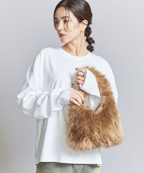 LE VERNIS（ル・ベルニ）の「＜LE VERNIS＞フェイクファー バッグ（トートバッグ・レディース・ベージュ/オリーブ・FREE）」の4枚目の写真