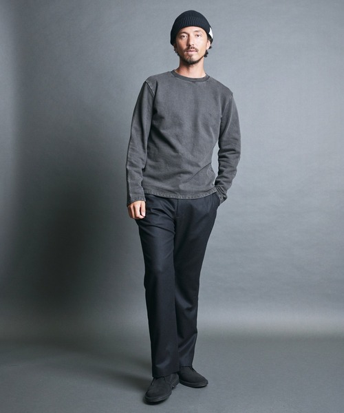 Magine(マージン)の「CTN PIGMENT DYED EMBROIDERY SWEAT L/S:ピグメント染め 刺繍入りスウェット ロングスリーブ(スウェット・メンズ・ブラック・48/46/44)」の18枚目の写真
