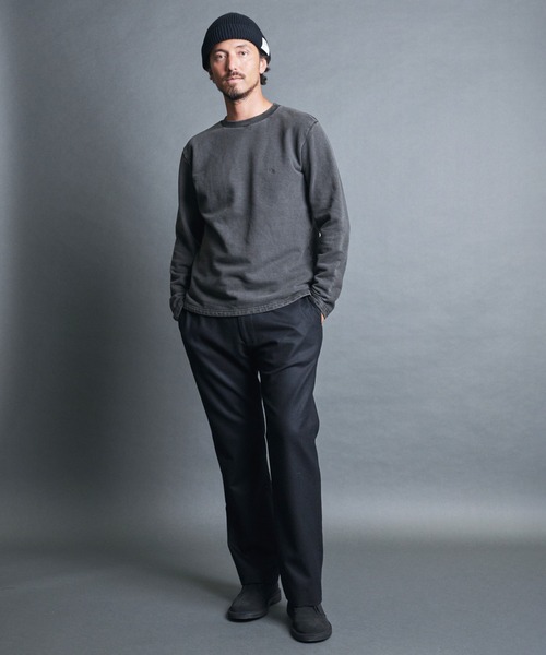 Magine(マージン)の「CTN PIGMENT DYED EMBROIDERY SWEAT L/S:ピグメント染め 刺繍入りスウェット ロングスリーブ(スウェット・メンズ・ブラック・48/46/44)」の20枚目の写真
