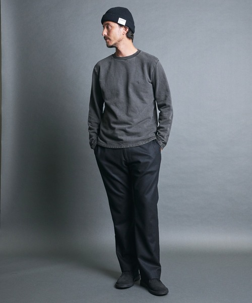 Magine(マージン)の「CTN PIGMENT DYED EMBROIDERY SWEAT L/S:ピグメント染め 刺繍入りスウェット ロングスリーブ(スウェット・メンズ・ブラック・48/46/44)」の15枚目の写真