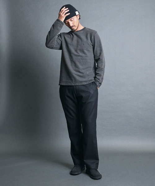 Magine(マージン)の「CTN PIGMENT DYED EMBROIDERY SWEAT L/S:ピグメント染め 刺繍入りスウェット ロングスリーブ(スウェット・メンズ・ブラック・48/46/44)」の16枚目の写真