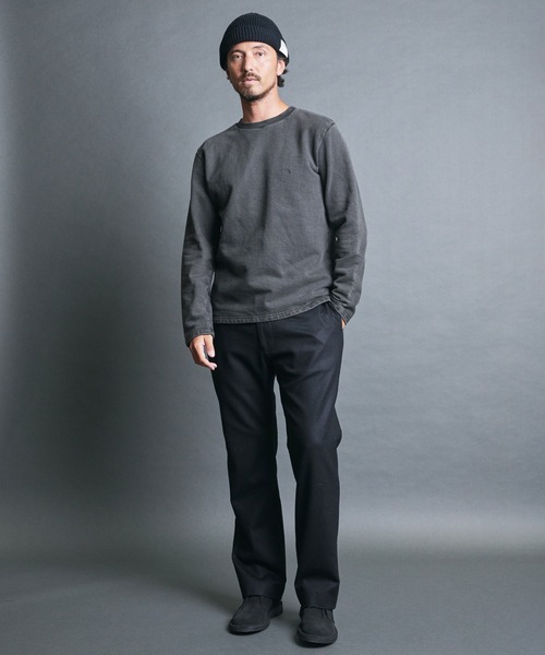 Magine(マージン)の「CTN PIGMENT DYED EMBROIDERY SWEAT L/S:ピグメント染め 刺繍入りスウェット ロングスリーブ(スウェット・メンズ・ブラック・48/46/44)」の5枚目の写真
