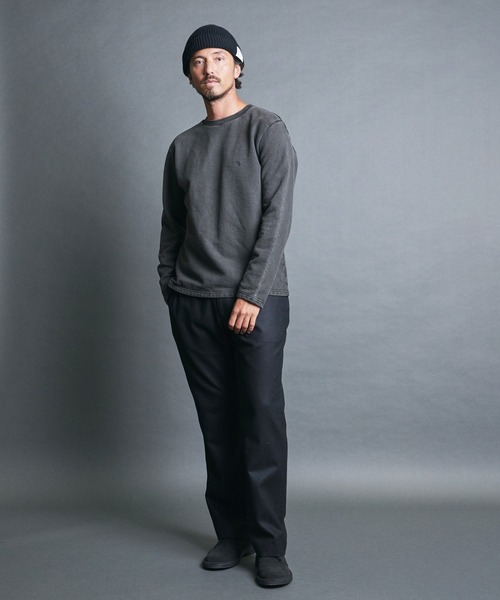 Magine(マージン)の「CTN PIGMENT DYED EMBROIDERY SWEAT L/S:ピグメント染め 刺繍入りスウェット ロングスリーブ(スウェット・メンズ・ブラック・48/46/44)」の6枚目の写真